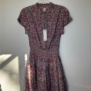 La Vie Red and White Patterned Midi Dress